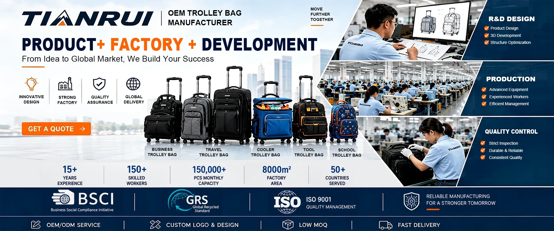 Produttore di borse trolley sportive personalizzate in Cina - Tianrui